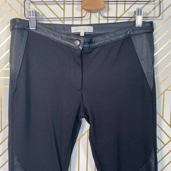 Sandro Black Leather‎ Panel Ponte Leggings - Picture 2 of 12